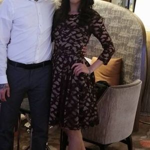 Eliza J Purple Fit & Flare Lace Dress